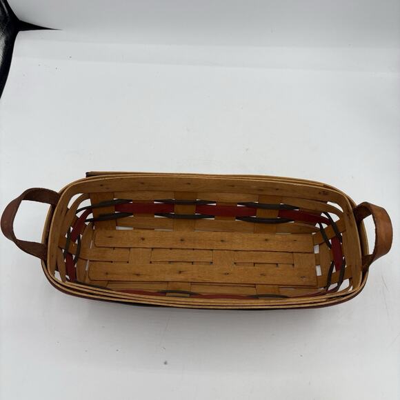 Longaberger Bread Cracker Basket 11.5”x 5”x2.75"‎ Brown Red Green 1993 Vintage - Picture 7 of 10
